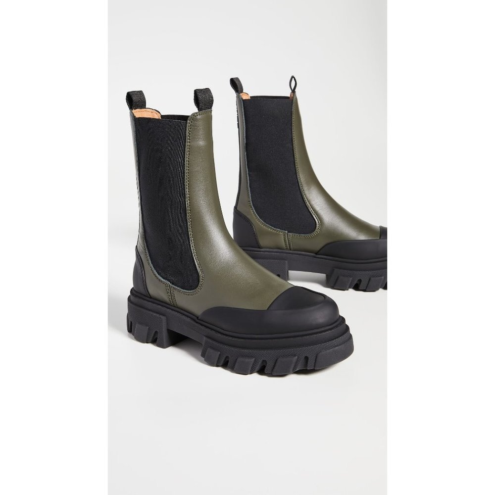 Ganni Mid Chelsea Boots in Kalamata 38 8 With Box Womens Rubber Booties
